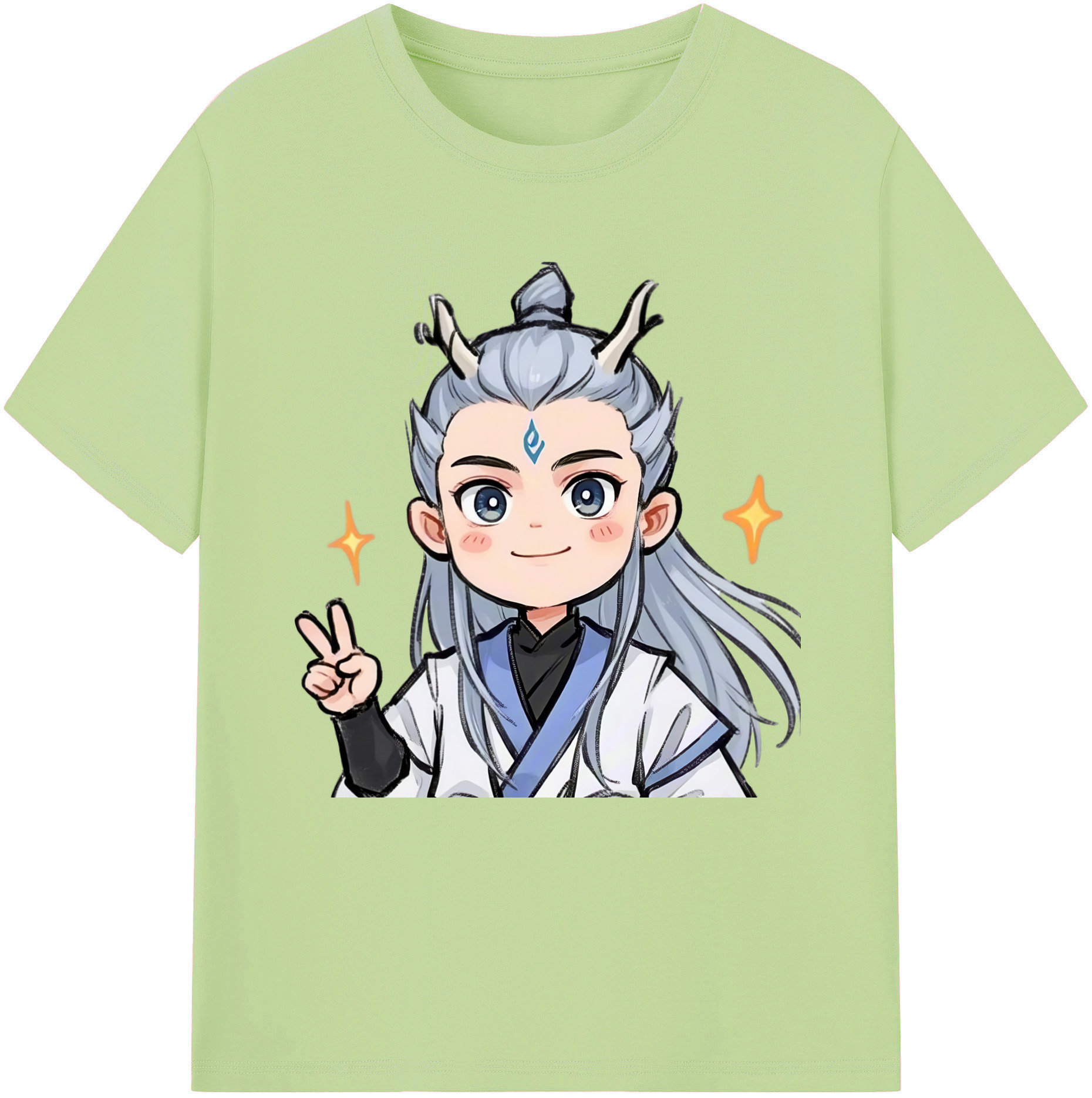 （画像用） Ne Zha 2 ナタ 魔童の大暴れ 綿100％半袖Tシャツ（フロントプリント）